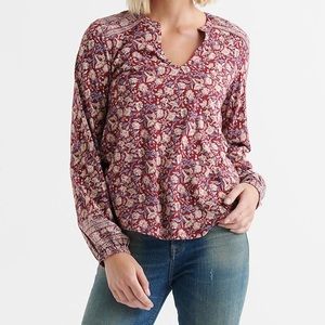 Lucky Brand Border Print Bell Sleeve Top